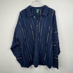 Vintage Scandia Woods‎ Men's 2XL Striped Pullover Sweater Navy Grandpa Fisherman